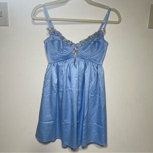 For Love and Lemons blue bell bow mini dress.
